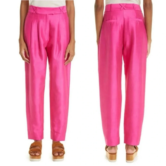 ALEMAIS Blaire Cotton Silk Tailored Trouser Pants Size 2 Fuchsia Pink NWT - Picture 2 of 15